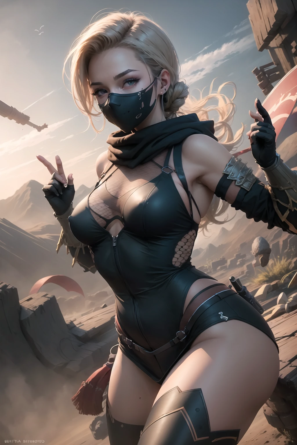 1girl, <lora:NinjaT-15:1>, NinjaT, Ultra-detail, (highres:1.1), best quality, (masterpiece:1.3), cinematic lighting