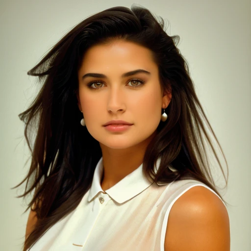 full body <lora:DemiMooreYoungv2Lora:1> woman with wearing a milkmans unsiform delivering milk,beautiful girl, high detail skin, high detail eyes, high detail hair,