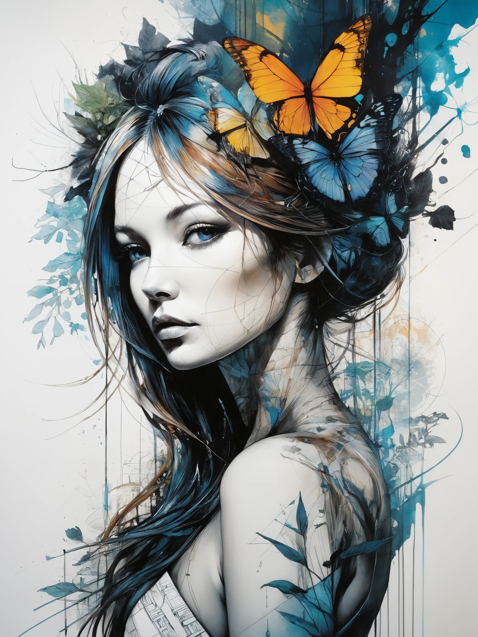 mysterious silhouette forest woman, by Minjae Lee, Carne Griffiths, Emily Kell, Geoffroy Thoorens, Aaron Horkey, Jordan Grimmer, Greg Rutkowski, amazing depth, masterwork, surreal, geometric patterns, intricately detailed, bokeh, perfect balanced, deep fine borders, artistic photorealism , smooth, great masterwork by head of prompt engineeringï¼
