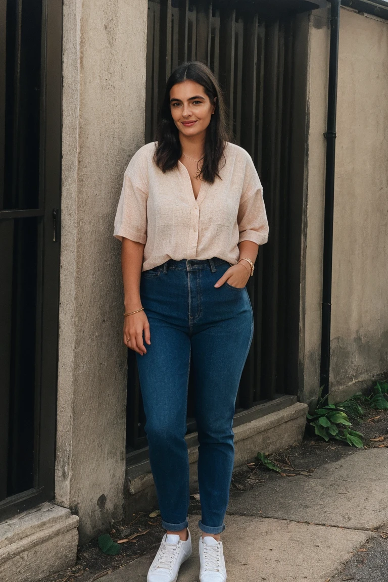 detailed face, a woman in a casual outfit standing in an alleyway, full body, soft lighting, (high detailed skin:1.1)
<lora:alanna_masterson_lora_v01:1> alimas