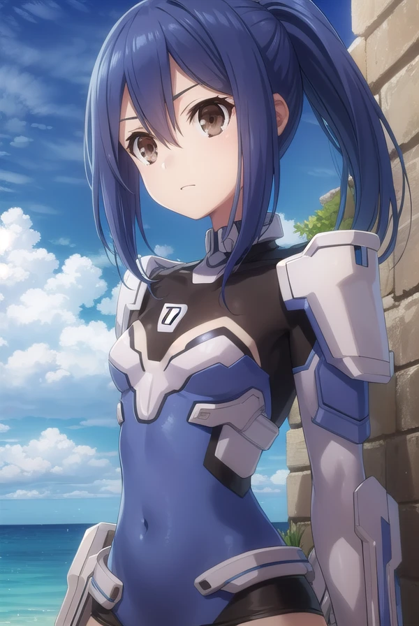 manatakamiya, <lora:mana takamiya s2-lora-nochekaiser:1>,
mana takamiya, long hair, hair between eyes, (brown eyes:1.3), blue hair, ponytail, sidelocks,
BREAK armor, leotard, bodysuit, covered navel, headgear, mecha musume,
BREAK outdoors, sky, clouds, sun, blue sky,
BREAK looking at viewer, (cowboy shot:1.5),
BREAK <lyco:GoodHands-beta2:1>, (masterpiece:1.2), best quality, high resolution, unity 8k wallpaper, (illustration:0.8), (beautiful detailed eyes:1.6), extremely detailed face, perfect lighting, extremely detailed CG, (perfect hands, perfect anatomy),