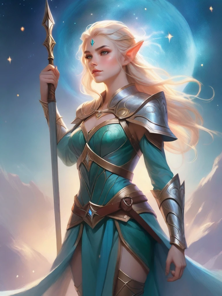 ethereal fantasy concept art of a brave elf dnd warrior . magnificent, celestial, ethereal, painterly, epic, majestic, magical, fantasy art, cover art, dreamy