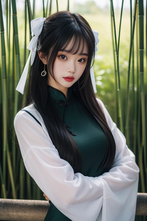 ltra-detailed,highly detailed,best quality,masterpiece,illustration,realistic,
yaozhi, 1girl, solo,chinese clothes,
looking at viewer,upper body,
outdoors, bamboo forest,
<lora:yaozhi_v1_02:0.7>