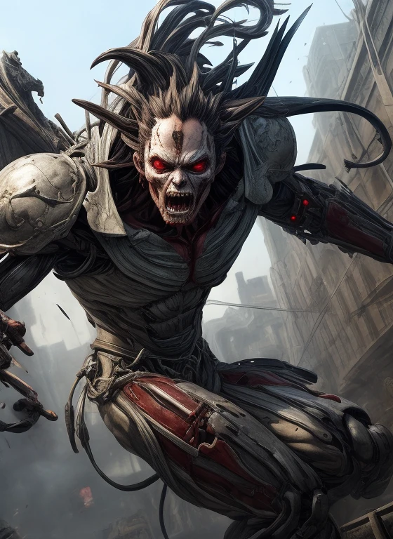 a completely white demonic creature, monster, large multicolored eyes, bald head, skull covered with small horns, (best quality,4k,8k,highres,masterpiece:1.2),ultra-detailed,(realistic,photorealistic,photo-realistic:1.37),HDR,UHD,studio lighting,ultra-fine painting,sharp focus,physically-based rendering,extreme detail description,professional,vivid colors,bokeh,dynamic point of view,cinematographic scene,highlighted character,backlight effects,mystical character,multicolored cracks on the skin,character seen in full