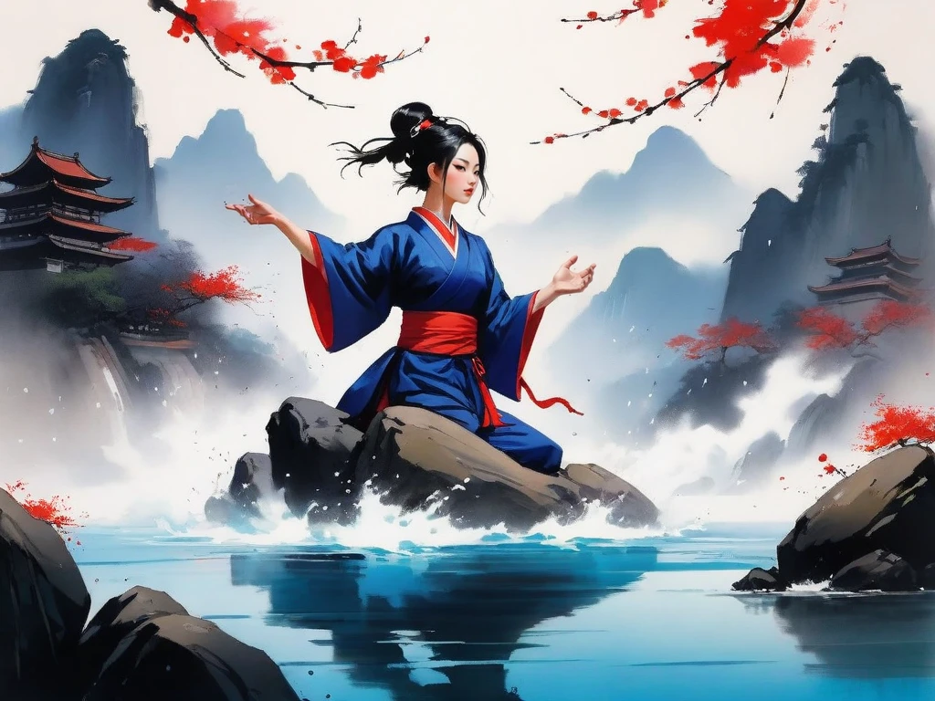 Chinese splash_Ink paintings,Japanese pop international by Stanley artcollison greg rutkowski amy ke inpen trending on artstation,