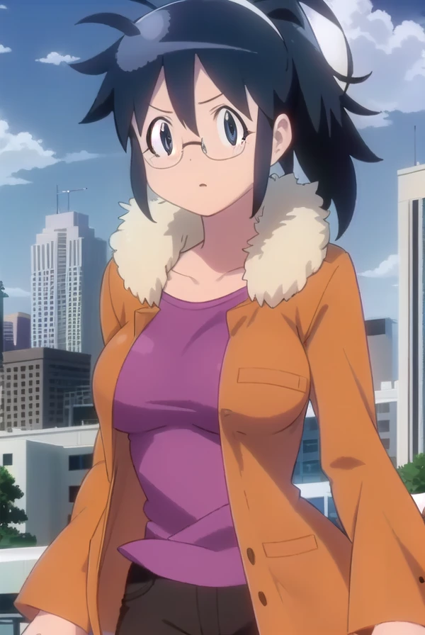 akihinata, <lora:aki hinata movie-lora-nochekaiser:1>,
aki hinata, long hair, blue hair, ponytail, glasses, (black eyes:1.3),
BREAK jacket, brown jacket, fur trim, long sleeves, shirt, purple shirt, collarbone, pants, black pants,
BREAK outdoors, city, sun, sky, clouds, buildings, people, crowd,
BREAK looking at viewer, (cowboy shot:1.5),
BREAK <lyco:GoodHands-beta2:1>, (masterpiece:1.2), best quality, high resolution, unity 8k wallpaper, (illustration:0.8), (beautiful detailed eyes:1.6), extremely detailed face, perfect lighting, extremely detailed CG, (perfect hands, perfect anatomy),