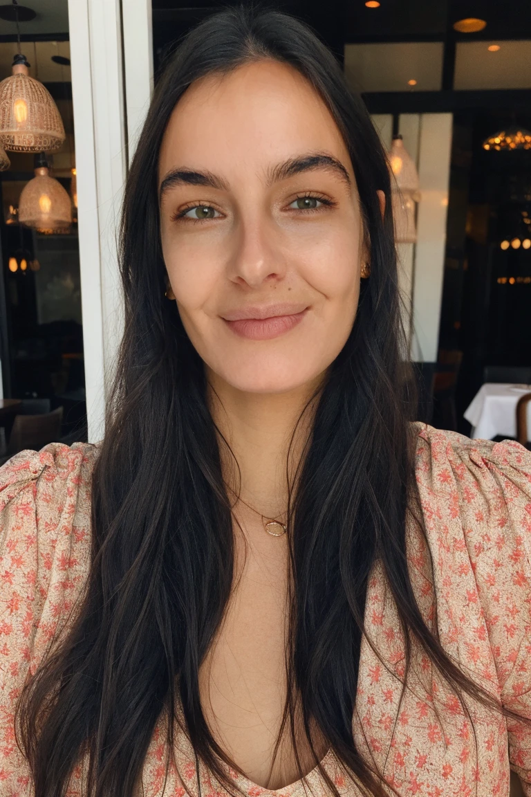 a woman in a floral sundress at a restaurant, detailed face, soft lighting, (high detailed skin:1.1)
<lora:alanna_masterson_lora_v01:1> alimas