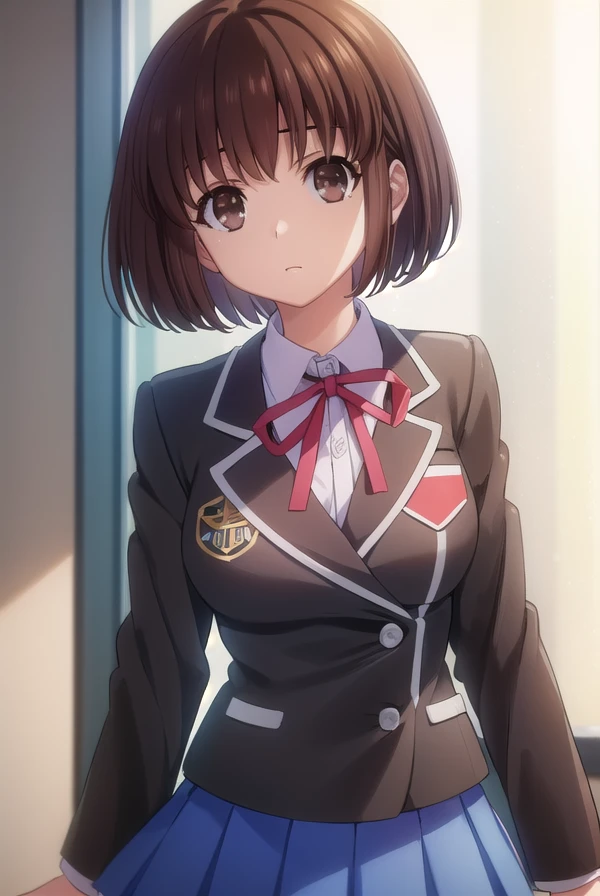 maihazakura, <lora:mai hazakura s2-lora-nochekaiser:1>,
mai hazakura, short hair, brown hair, (brown eyes:1.5),
BREAK school uniform, blazer, black blazer, shirt, white shirt, collared shirt, skirt, blue skirt, ribbon, red ribbon,
BREAK indoors, classroom,
BREAK looking at viewer, (cowboy shot:1.5),
BREAK <lyco:GoodHands-beta2:1>, (masterpiece:1.2), best quality, high resolution, unity 8k wallpaper, (illustration:0.8), (beautiful detailed eyes:1.6), extremely detailed face, perfect lighting, extremely detailed CG, (perfect hands, perfect anatomy),