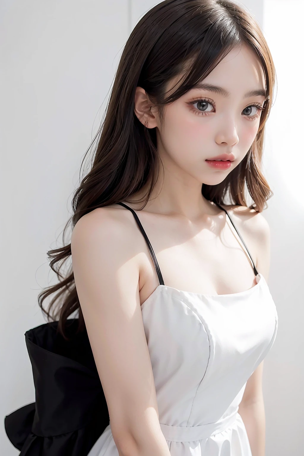 1girl, black formal long dress,white background, <lora:Taaoem4EVE-02:1>