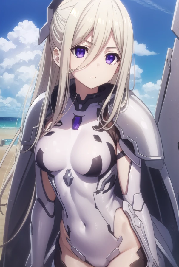 ellenmiramathers, <lora:ellen mira mathers s2-lora-nochekaiser:1>,
ellen mira mathers ast, long hair, blonde hair, very long hair, (purple eyes:1.1), hair between eyes,
BREAK navel, bodysuit, mecha musume, armor,
BREAK outdoors, sky, clouds, sun, blue sky,
BREAK looking at viewer, (cowboy shot:1.5),
BREAK <lyco:GoodHands-beta2:1>, (masterpiece:1.2), best quality, high resolution, unity 8k wallpaper, (illustration:0.8), (beautiful detailed eyes:1.6), extremely detailed face, perfect lighting, extremely detailed CG, (perfect hands, perfect anatomy),