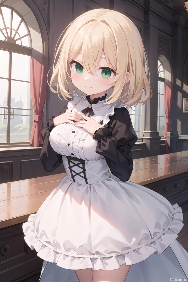 insanely detailed, absurdres, ultra-highres, ultra-detailed, best quality,
1girl, solo, nice hands, perfect hands,
BREAK
princess, princess dress with many frills, teara on hair,
happy smile, laugh, closed mouth,
standing, cute pose,
45 angle, cowboy shot,
BREAK
slender, kawaii, perfect symmetrical face, ultra cute girl, ultra cute face, ultra detailed eyes, ultra detailed hair, ultra cute, ultra beautiful,
BREAK
(fantasy world, in castle), depth of field,
medium large breasts,
BREAK
blonde hair, medium hair, messy hair, green eyes, hair between eyes