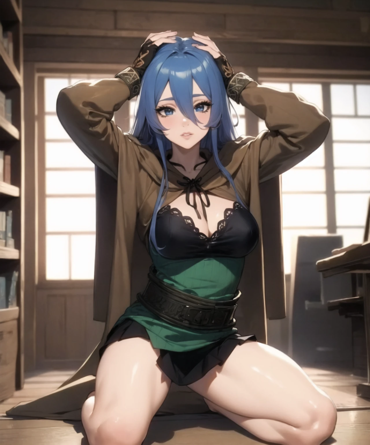 Super detailed、Particles of light:0.5、Beautiful Eyes、dorsal position、Mouth half open、Natural Texture、Mature slender beauty、Belly button、Slouch at the middle waist、Showing the groin、、Small breasts、luna (Luna) - Isekai de Cheat Skill wo Te ni Shita Ore wa, The Genjitsu World is a place for people to gather: Level Up wa Jinsei wo Kaeta (I got cheat abilities in another world、Warriors in the real world ~Leveling up has changed my life~)