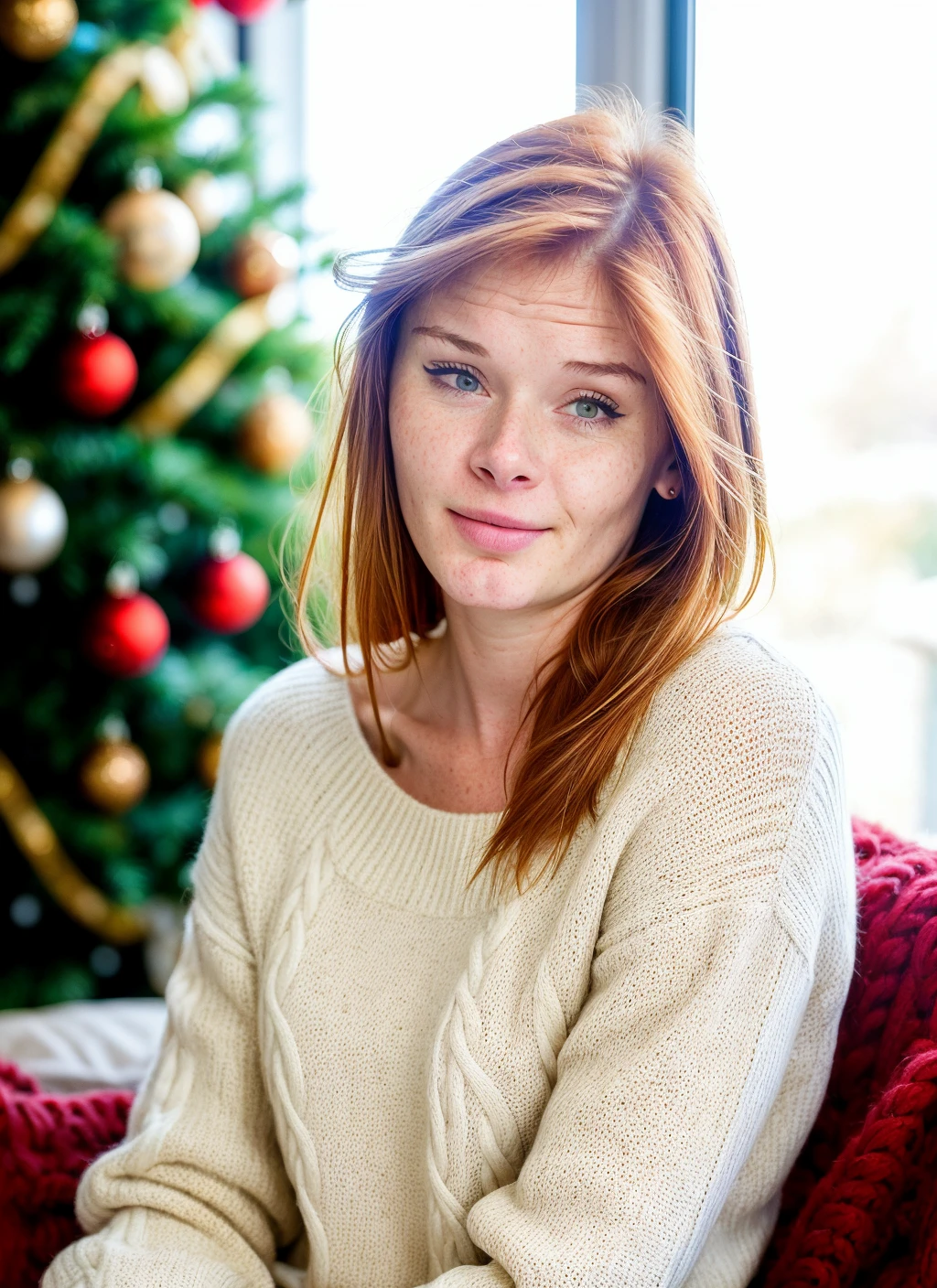 RAW photo of 20 years old alextanner-ti, natural lighting, 8k uhd, dslr, high quality, film grain, Fujifilm XT3, <lora:add_detail:0.7>, by Michael Kenna, christmas theme, young, wearing a sweater