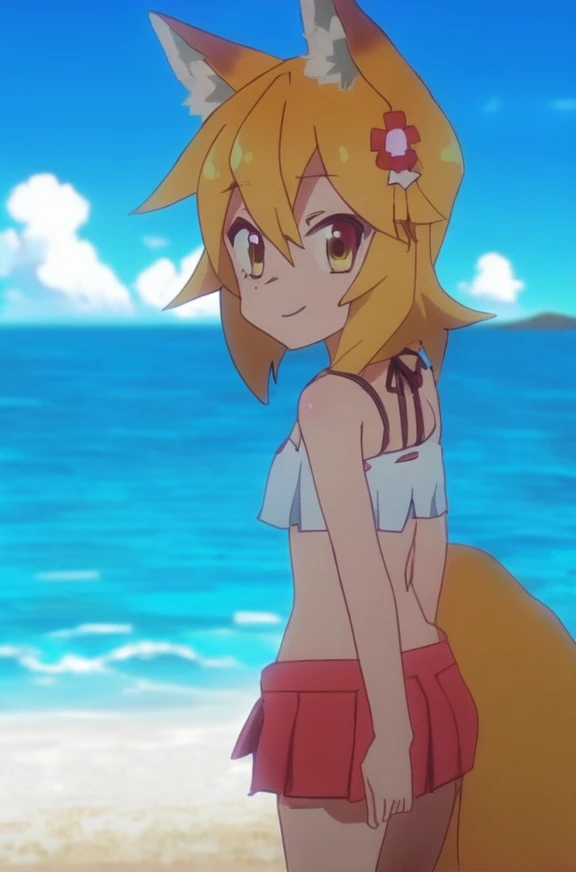 senko-san swimsuit, day, beach, looking at viewer, swimsuit, (wide shot:1.3)
<lora:MultiSenko v1.0b:1.0>