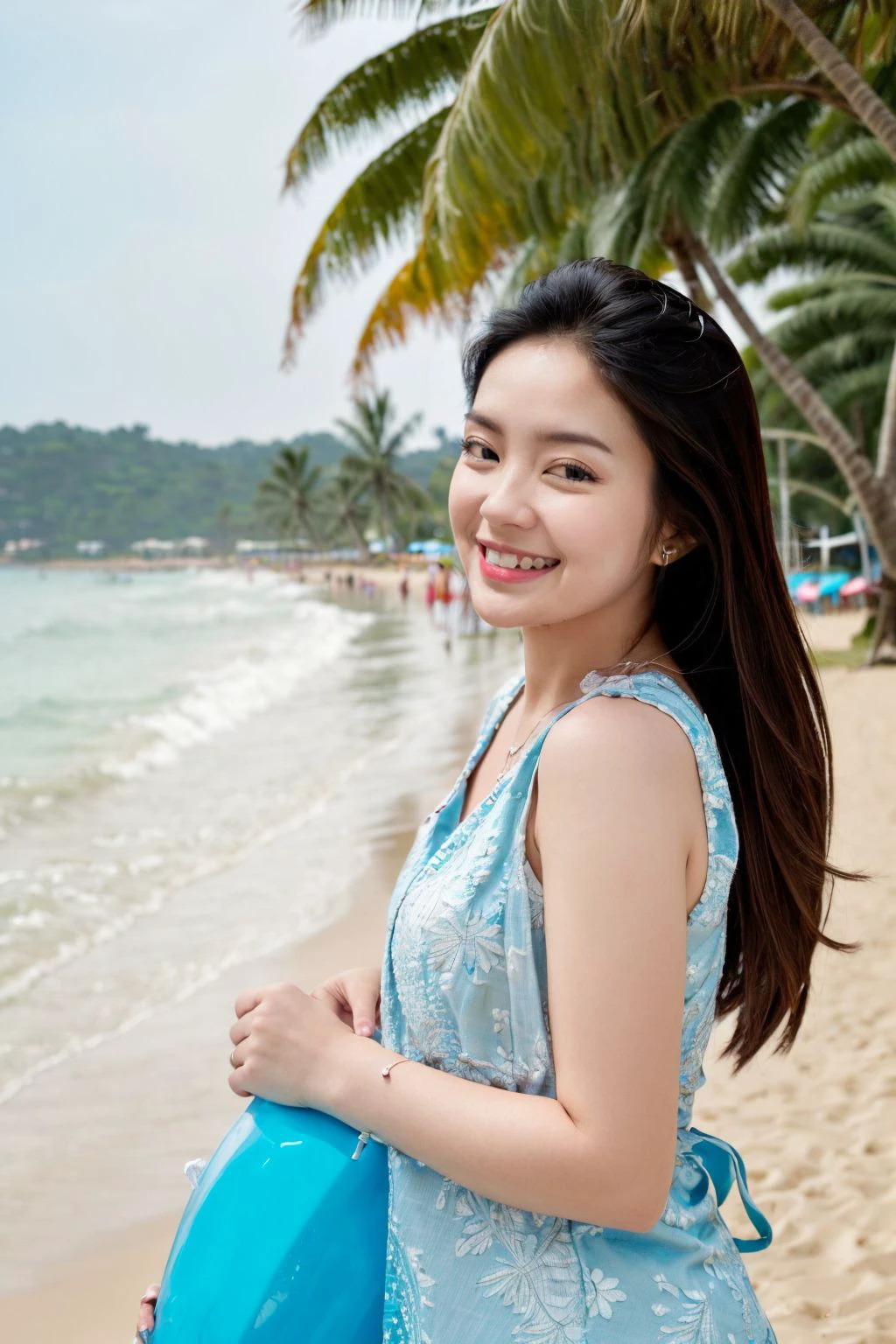 eca, happy face, playing at beach, <lora:Celeb_EcaAura:0.8>, , masterpiece, (best quality:1.2), [:intricate details:0.2],