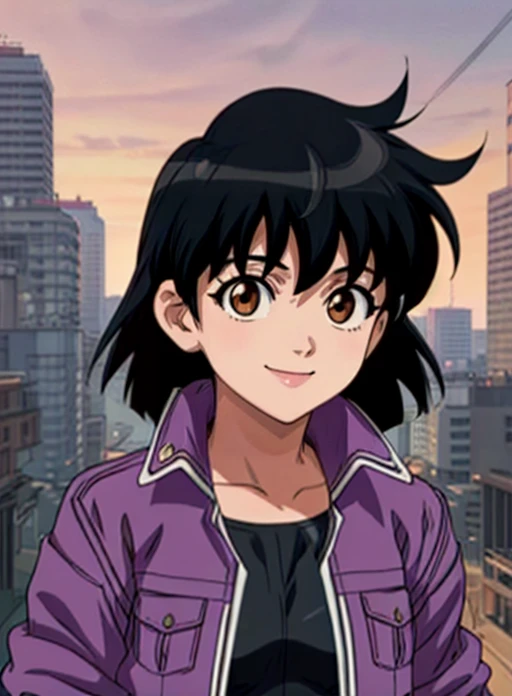 best quality, (masterpiece),(ultra-detailed), (high quality), (high resolution),<lora:add_detail:0.7> ,   <lora:makotoshido:0.7>,1girl, black hair, brown eyes, jacket, long hair, looking at viewer, makoto shido,purple jacket, smile, solo, upper body