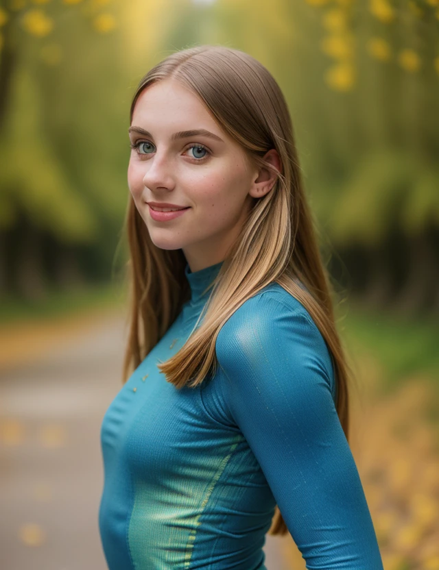 t1n4 photo of (t1n4) girl, RAW, (close portrait photo), nature, Spectacular light, intricate color, leggings intricate, (Colorful flowering), 8k, soft lighting, high quality, film grain, Olympus OM1 sharp focus, f 3.4, ((detailed eyes)), (seductive pose), upper body, breast, smile, (Salzburg)