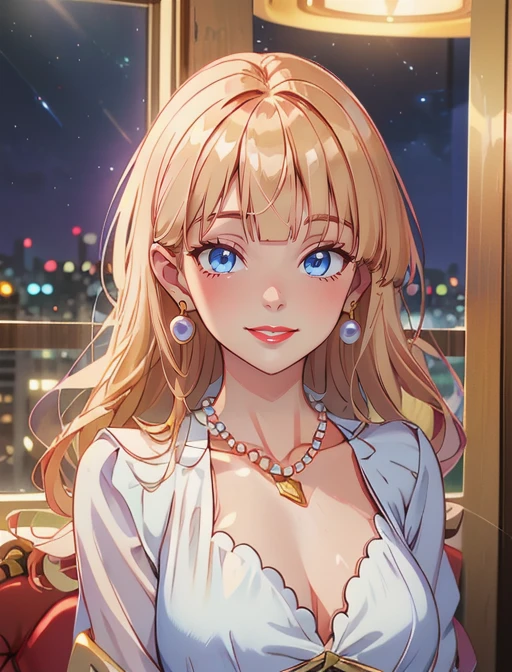 best quality, masterpiece, highres, detailed, digital artwork, <lora:Detail - add_detail:0.2>, RichLCh, <lyco:RichLCh:0.8>, jewelry, earrings, pearl necklace, office, BREAK PrincessMia20, evil smile, blonde hair, blue eyes, blunt bangs, formal, lipstick, red lips, <lora:Character - PrincessMia20:0.8>, BREAK, rich, gold coins, pile of gold, dark energy, night, upper body,