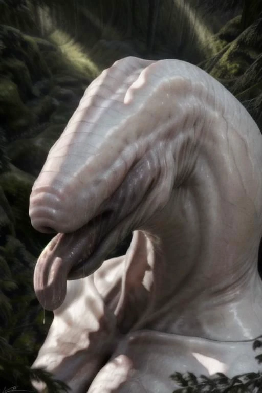 real e621, photorealistic, masterpiece, albino beast, high-angle side shot,