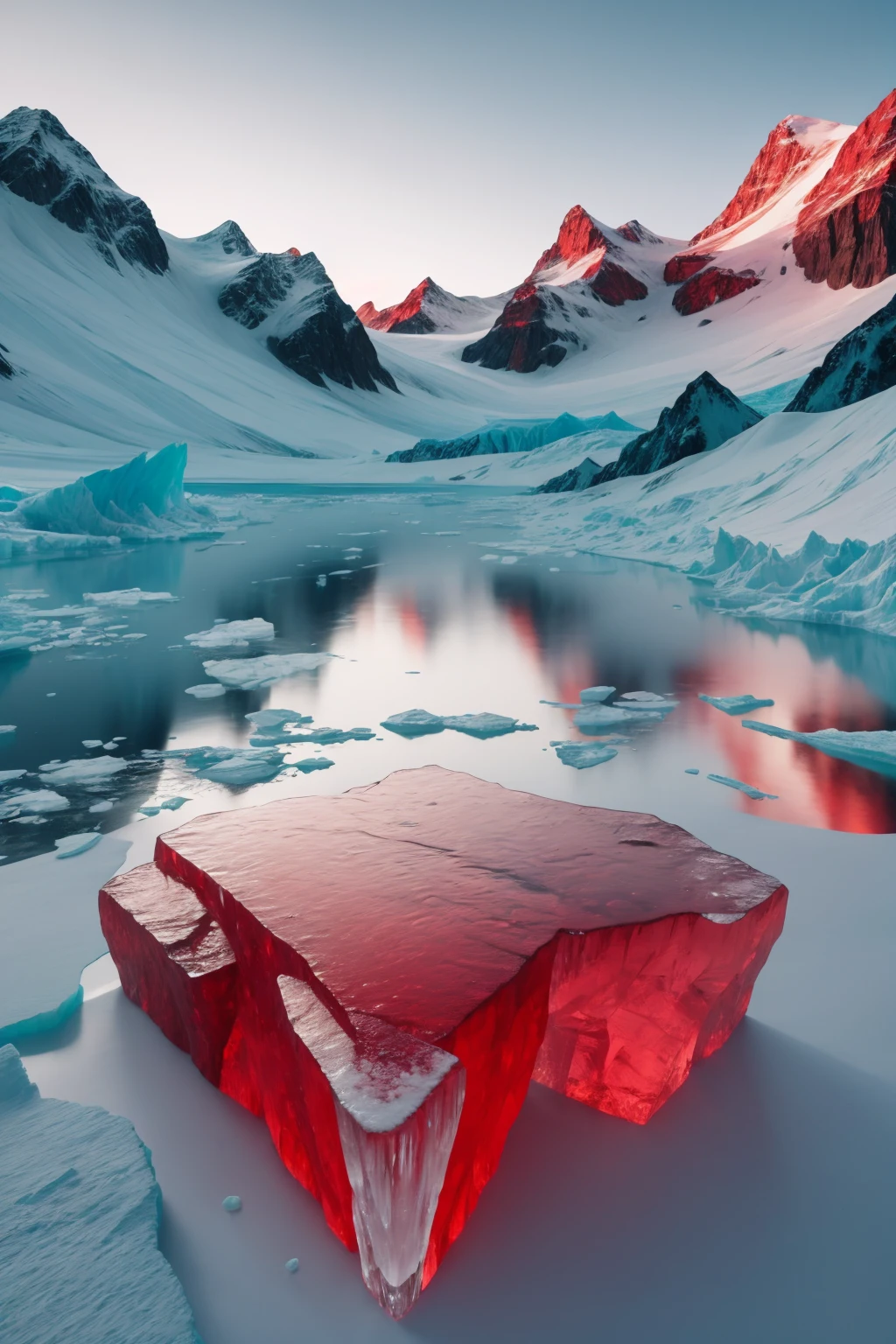 masterpiece, best quality, <lora:redice-concept-richy-v1_1:1> redice, red glacier, mountain, red theme