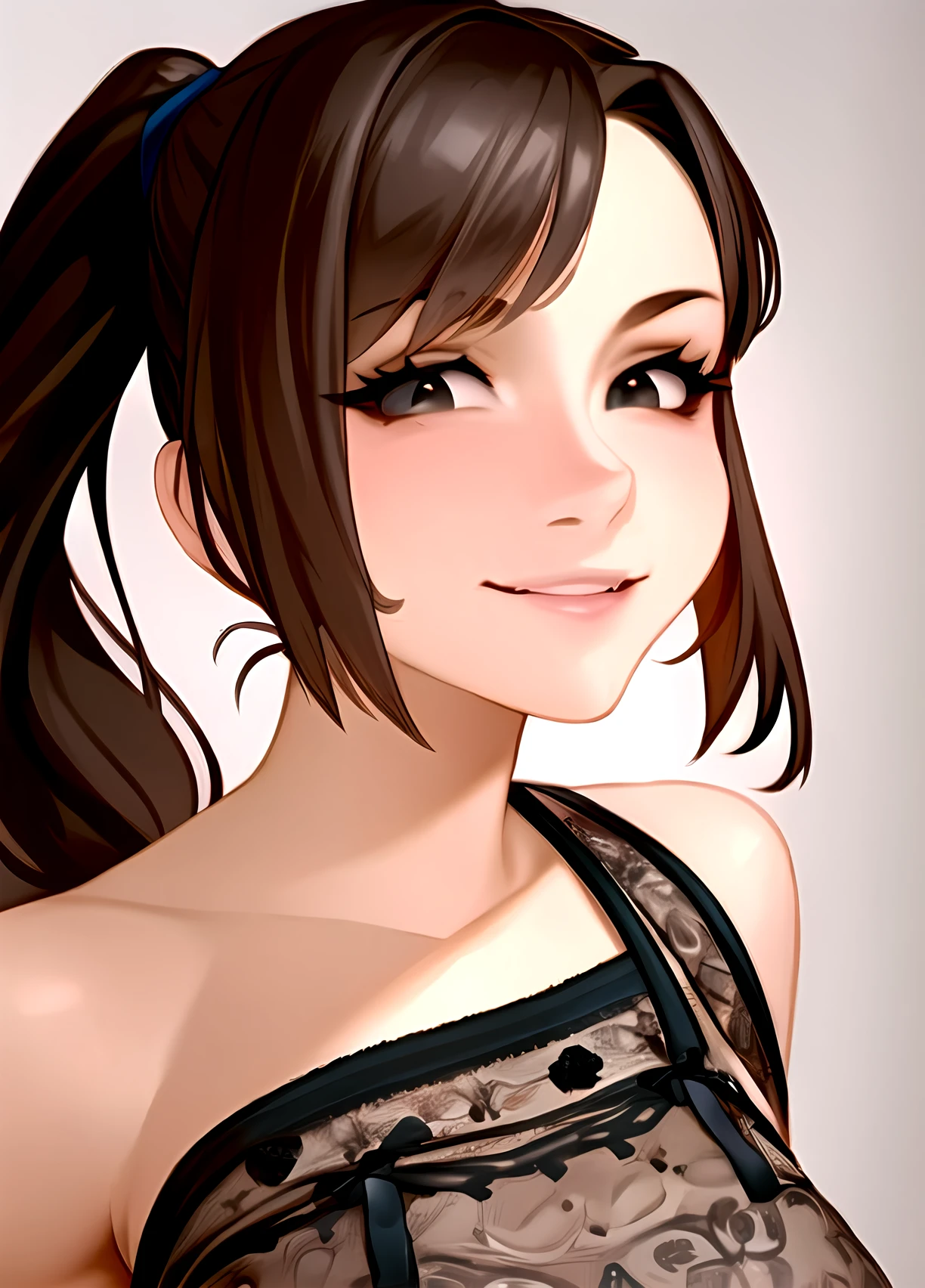 (masterpiece:1.2), (best quality), (ultra detailed), (8k, 4k, intricate), (highly detailed:1.2),(detailed face:1.2),high quality,girl,smile, dress, simple background, oiled,young,oiled,upper_body,pony_tail,
<lora:kairunoburoguby_yoa-09:1>