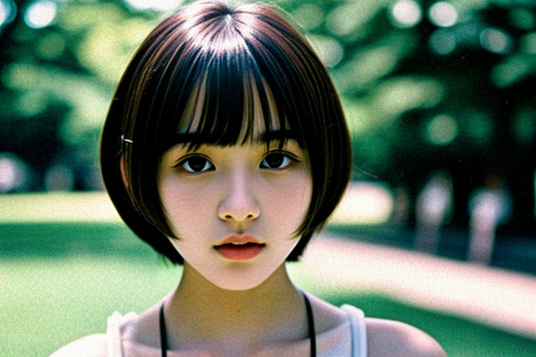 best quality and best aesthetic,reddit,A photo of an 18-year-old Japanese idol from r/celebnsfw and r/palegirls,close up,Cute, blunt bangs, short hair,outdoors, public places,<lora:LCM_LoRA_Weights_SD15å éå¨:1>, Fujifilm XT3,film still,film grain,cinematic,<lyco:film grainV2:0.4>