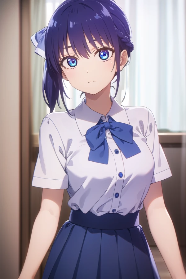 nagisaminase, <lora:nagisa minase s2-lora-nochekaiser:1>,
nagisa minase, bangs, blue eyes, blue hair, hair ribbon, side ponytail,
BREAK skirt, shirt, bow, school uniform, white shirt, short sleeves, pleated skirt, bowtie, blue skirt,
BREAK indoors, classroom,
BREAK looking at viewer, (cowboy shot:1.5),
BREAK <lyco:GoodHands-beta2:1>, (masterpiece:1.2), best quality, high resolution, unity 8k wallpaper, (illustration:0.8), (beautiful detailed eyes:1.6), extremely detailed face, perfect lighting, extremely detailed CG, (perfect hands, perfect anatomy),