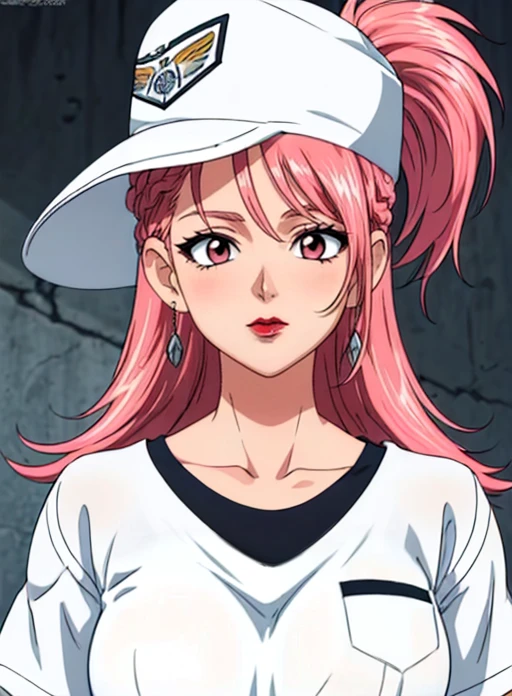 best quality, (masterpiece),(ultra-detailed), (high quality), (high resolution),<lora:add_detail:0.7> ,   <lora:missyuki:0.7>,yuki, pink hair, lipstick,hat, white shirt,