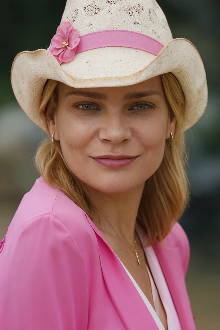 detailed face, a woman in a pink cowboy clothing, cowboy hat, sweet smile, soft lighting, (high detailed skin:1.1)
<lora:laurie_holden_lora_v01:1> lauhol