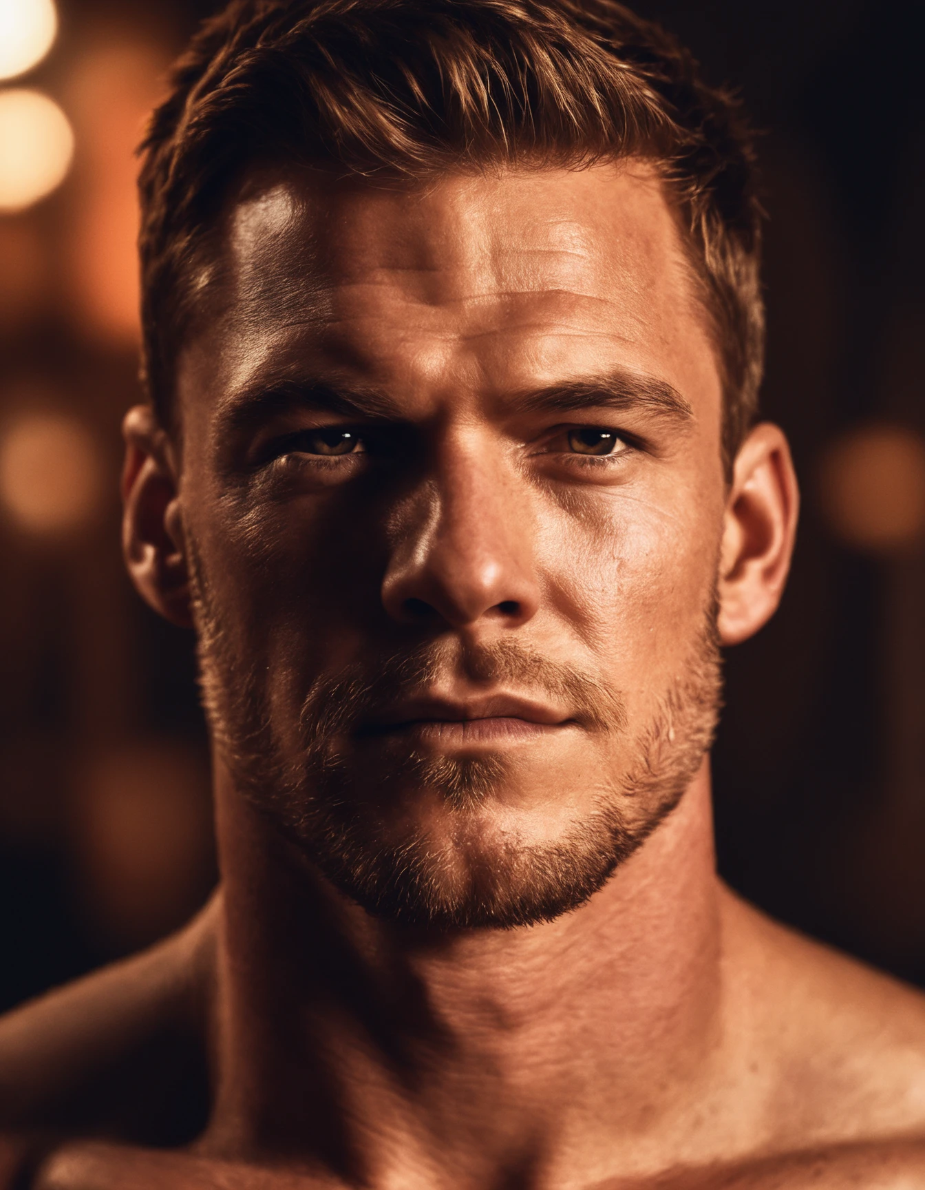 cinematic photo ((ohwx man)) , smooth soft skin, symmetrical, soft lighting, detailed face, concept art, digital painting, looking into camera.  <lora:ritchson_sdxl:1> . 35mm photograph, film, bokeh, professional, 4k, highly detailed