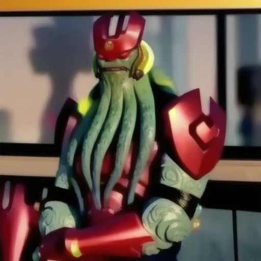 8k, best quality, real picture, intricate details, ultra-detailed, ultra highres, depth field,(photorealistic,realistic:1.2),masterpiece,photo of Vilgax, green skin. squid alien, long tentacle hair,tentacle beard, no humans, red eyes, red armor, solo, sun, blue sky, best quality, realistic, photorealistic, (intricate details:1.2), (delicate detailed), (cinematic light), clear line, sharp focus, realistic face, detailed face unity 8k wallpaper, ultra high res, (photorealistic:1.4), looking at viewer <lora:Vilgax>