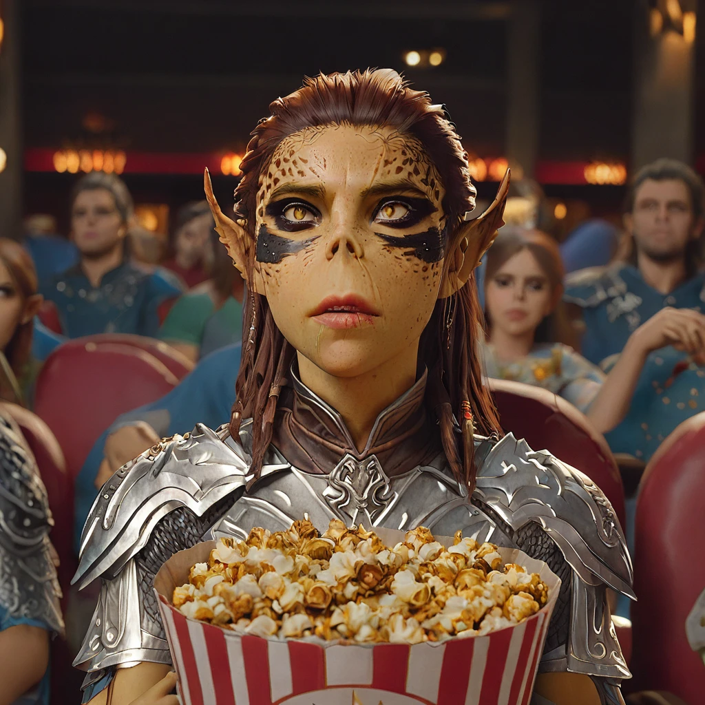 laezel eating popcorn in a movie theatre <lora:laezel_6000:1>