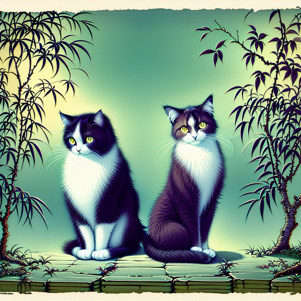 best quality,masterpiece,ancient china,gudai,tree,no_humans,animal,cat,branch,animal_focus,bare_tree,<lora:wuyichengxian:1>,