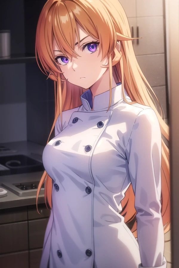 erinanakiri, <lora:erina nakiri s1-lora-nochekaiser:1>,
erina nakiri, long hair, orange hair, (purple eyes:1.1), hair between eyes, frown, angry,
BREAK pants, white pants, chef, long sleeves, sleeves rolled up,
BREAK indoors, kitchen,
BREAK looking at viewer, (cowboy shot:1.5),
BREAK <lyco:GoodHands-beta2:1>, (masterpiece:1.2), best quality, high resolution, unity 8k wallpaper, (illustration:0.8), (beautiful detailed eyes:1.6), extremely detailed face, perfect lighting, extremely detailed CG, (perfect hands, perfect anatomy),