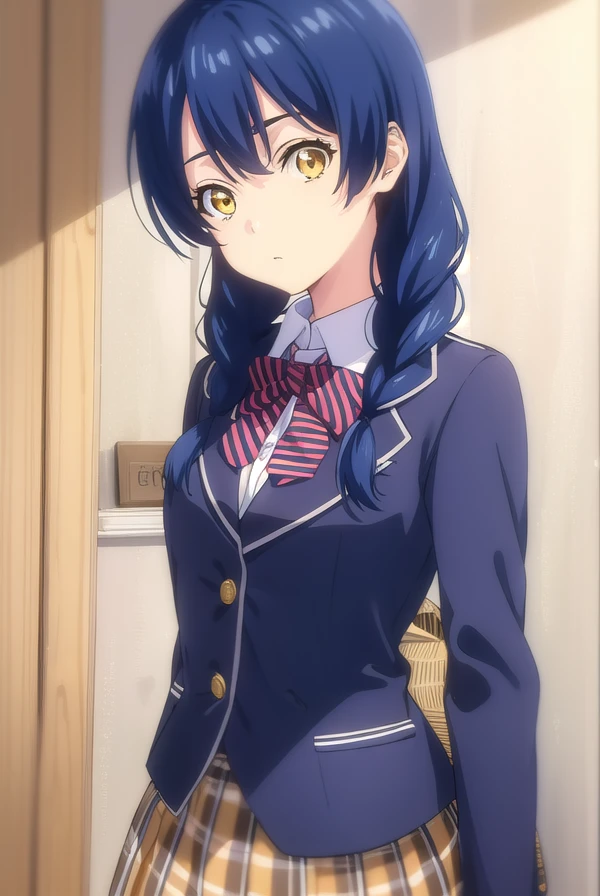 megumitadokoro, <lora:megumi tadokoro s1-lora-nochekaiser:1>,
megumi tadokoro, long hair, blue hair, (yellow eyes:1.3), braid, twin braids,
BREAK bow, school uniform, striped, bowtie, blazer, striped bowtie, blue blazer, brown skirt, plaid skirt, plaid,
BREAK indoors, kitchen,
BREAK looking at viewer, (cowboy shot:1.5),
BREAK <lyco:GoodHands-beta2:1>, (masterpiece:1.2), best quality, high resolution, unity 8k wallpaper, (illustration:0.8), (beautiful detailed eyes:1.6), extremely detailed face, perfect lighting, extremely detailed CG, (perfect hands, perfect anatomy),