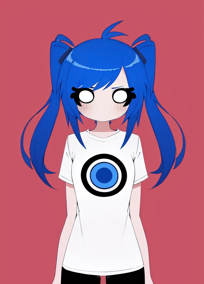 ((scene_style)), 1girl, blue hair, twintails, empty eyes, white eyes, solid circle eyes, shirt, solo, <lora:scene_style-04:1>