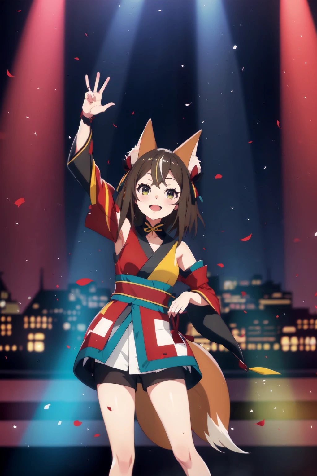 masterpiece, best quality, solo,looking at viewer,city,night,1girl,cowboy shot,stage
<lora:dongitsune6V1:0.7> dongitsune6, singing