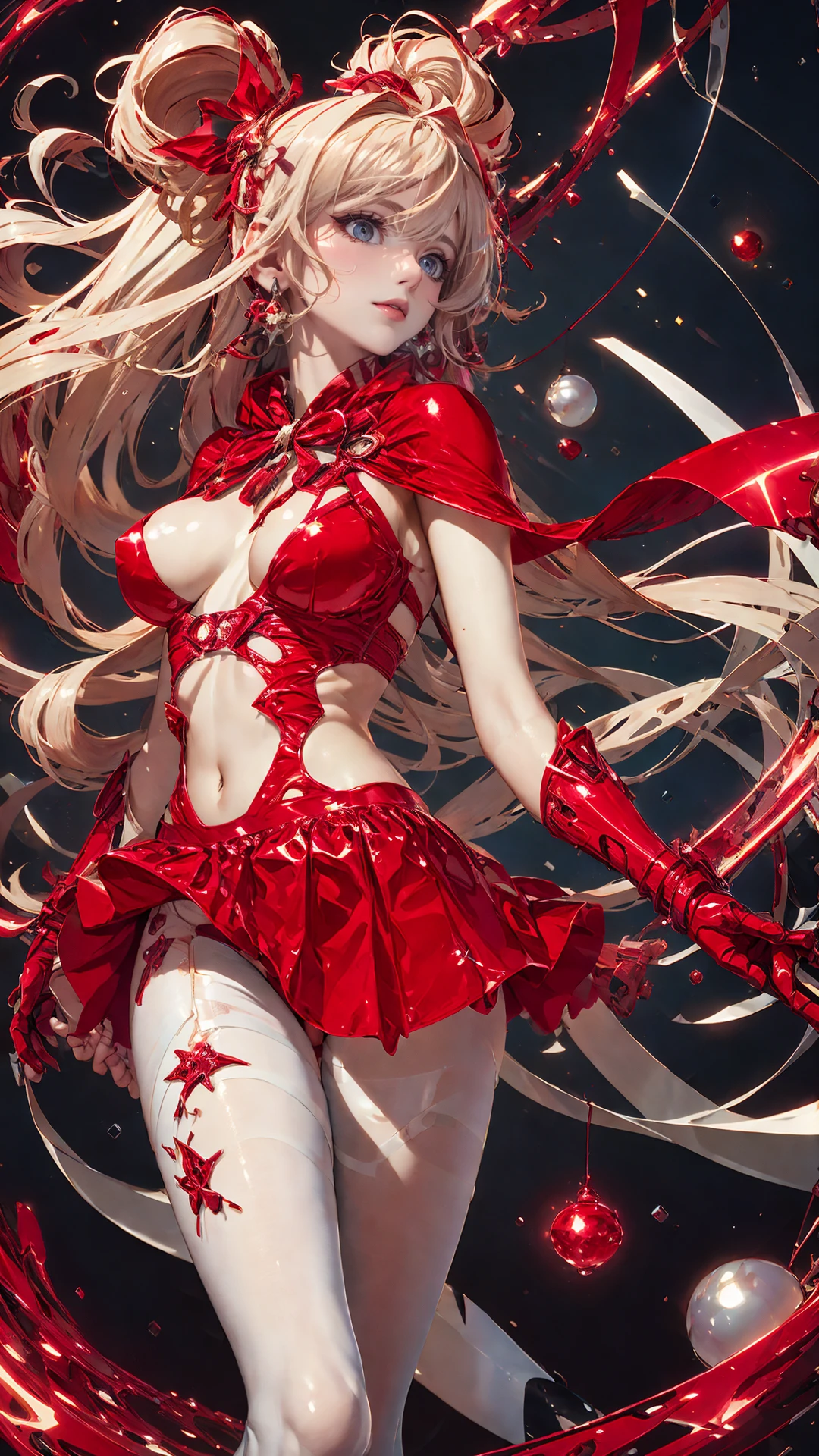 tutututu, red skirt, medium breasts, red hooded capelet, bandage, bdsm, covered nipples, christmas,
(masterpiece, top quality, best quality, official art, beautiful and aesthetic:1.2), (1girl), (fractal art:1.2),absurdres, highres, ultra detailed, Ultra-precise depiction, Ultra-detailed depiction, solo, (zentangle:1.2), dynamic pose, floating hair, (skinny, thin body: 1.2), tanned skin, shiny skin, (abstract:1.2),cbpkv5, white pantyhose,
<lora:tutuMCV3:0.7> <lora:cbpkv_20230614221551:0.6>