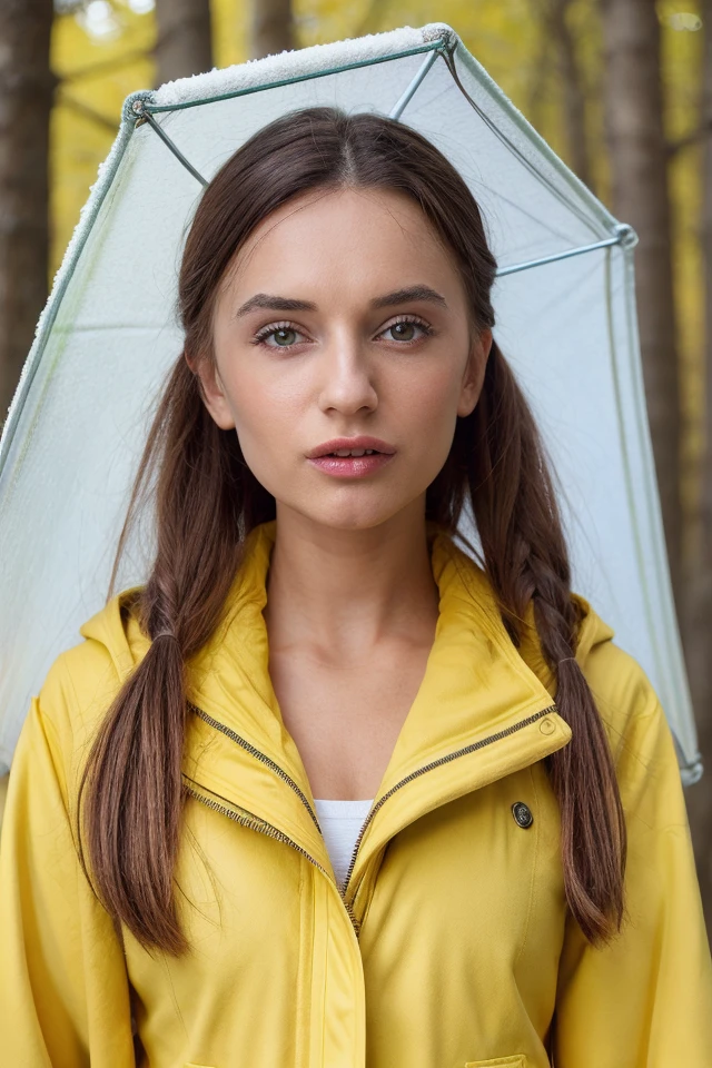 <lora:Gigi_v1-000020:0.8>g1g1, portrait photo of a woman, wearing (snow:1.1) on hair, wearing (yellow coat:1.1), standing in a forrest, god rays, raining, red umbrella
, 8k high definition, high detail eyes, highest quality, skin texture, masterpiece, best quality, perfect lighting, cinematic lighting, (sharp focus:1.2), HDR, beauty, ultra-detailed, amazing, eos, skin_pores <lora:polyhedron_all_eyes:0.2> highly detailed iris <lora:more_details:0.3>
