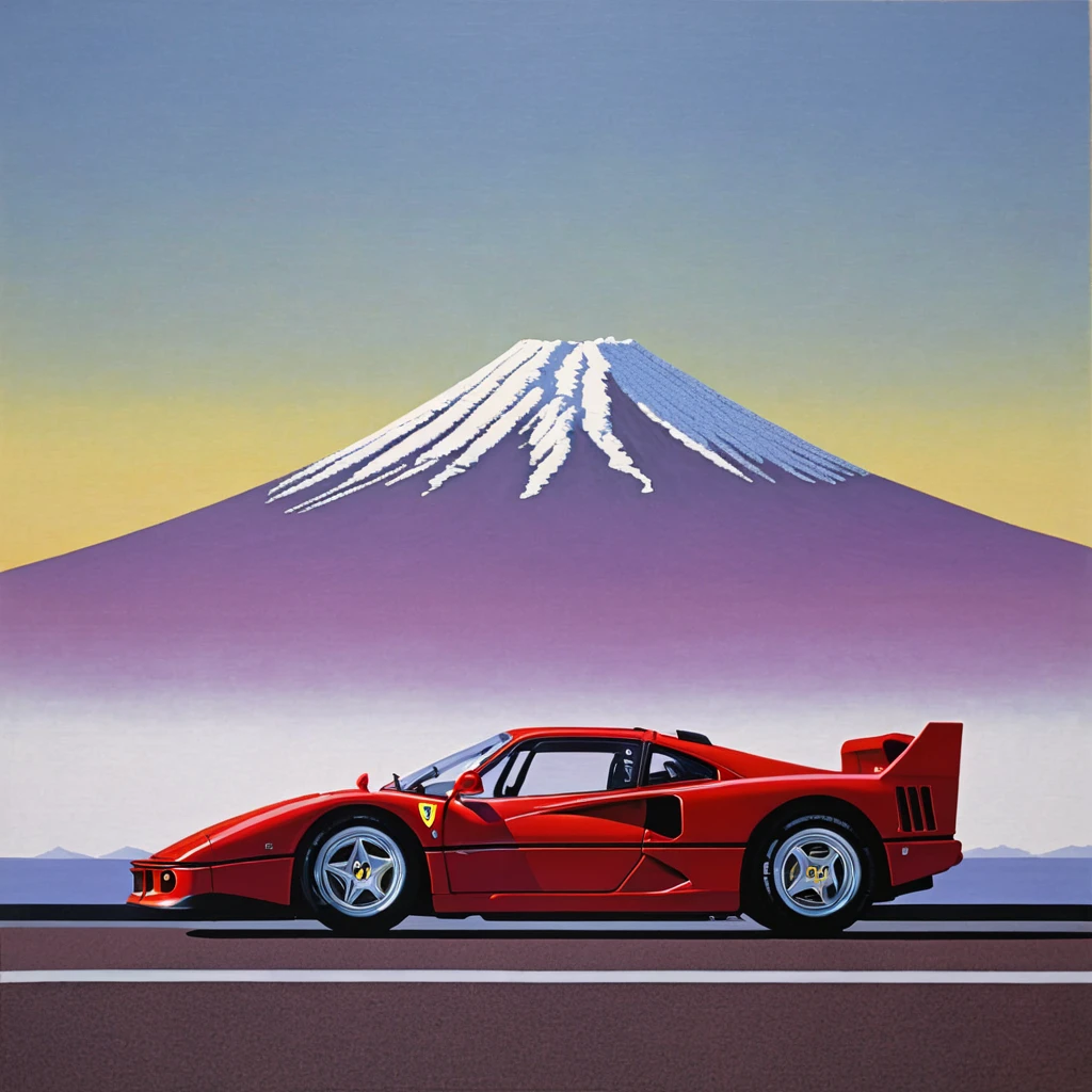 hiroshi_nagai, ferrari f40, mount fuji