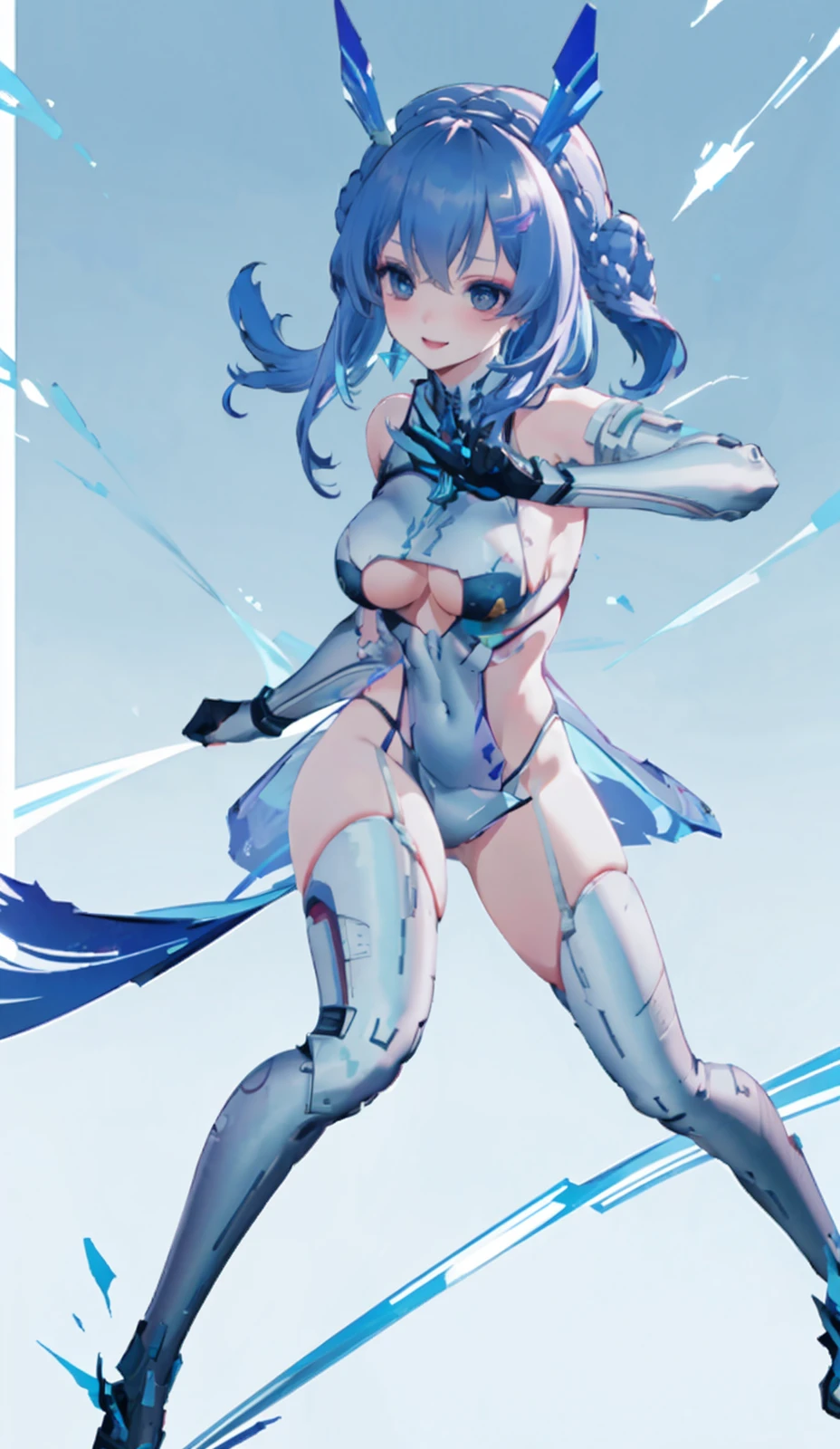 1girl,(solo focus:1.1),breasts,rolling_eyes,female_orgasm,saliva trail,oral_invitation,detail eyes,hand on legs,(bai:1.4),1girl,breasts,solo,braid hair,blue hair,large breasts,hair ornaments,(blue head set:1.2),wave hair,cleavage,makeup,underboob_cutout,cleavage_cutout,(armor:1.2),jewelry earrings,(bodysuit:1.4),seductive smile,crazy smile,full body,armor legwear,jewelry earrings,ChihunHentai,<lora:bai:1>,<lora:é
æçèä½ChihunHentaifascinating body Lora:0.32>,science fiction background,fighting stance,blue hairclip,