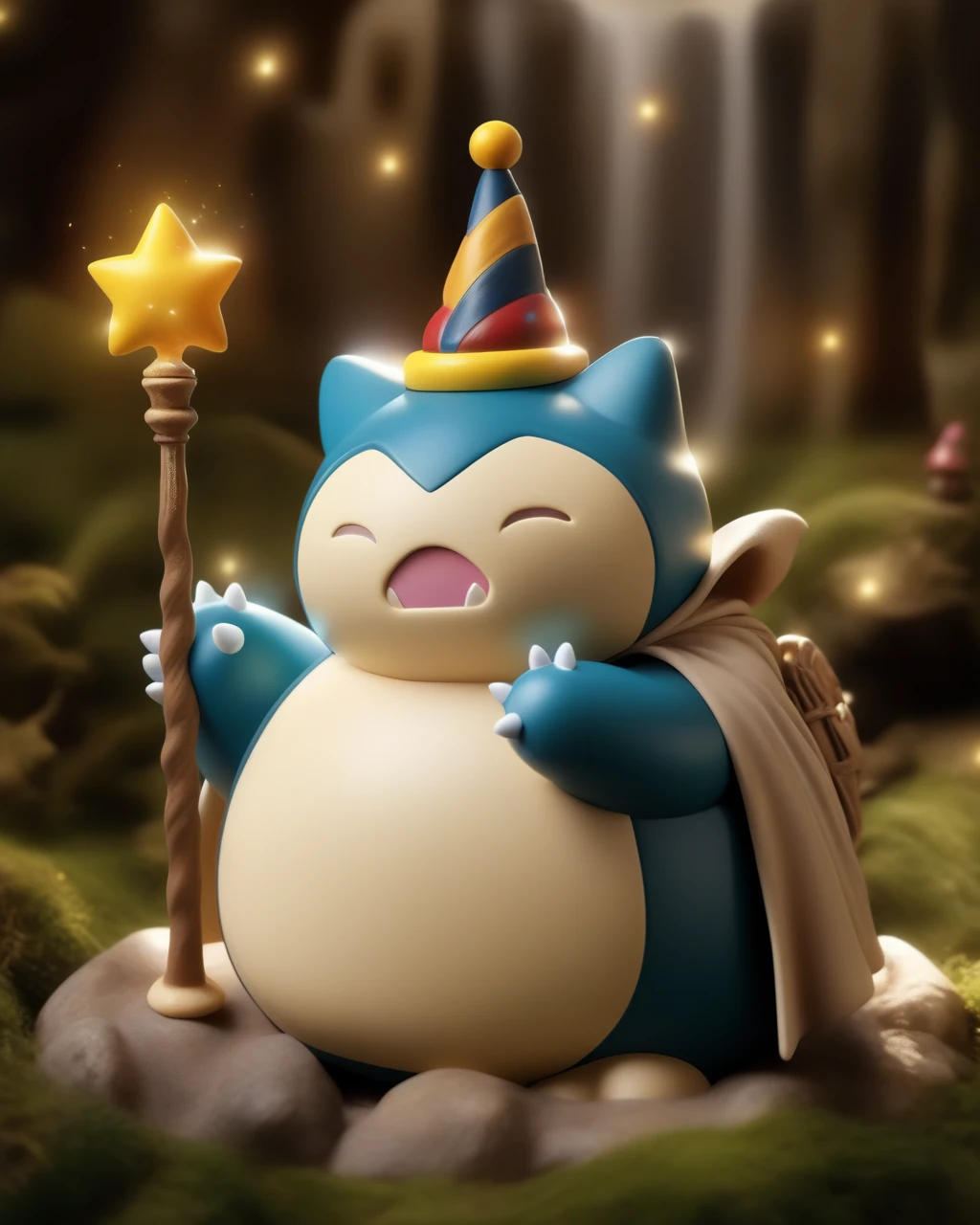 Snorlax in hogwarts, wizard hat, wizard, magic wand.
 <lora:snorlax_v3_1:0.8>