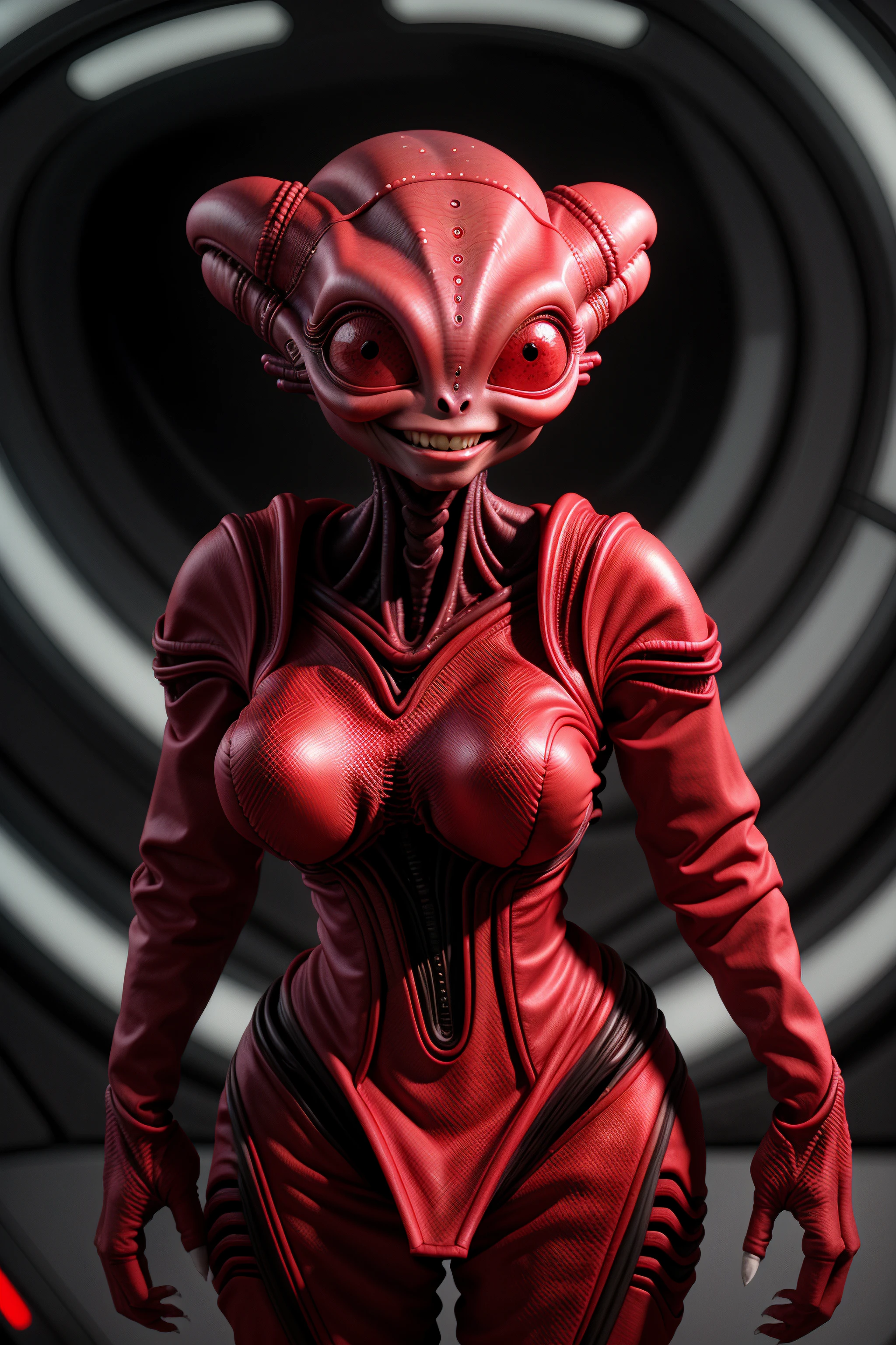 femalien, alien, red dress, curvy, smiling, cute,
<lora:FemAlien:0.8>