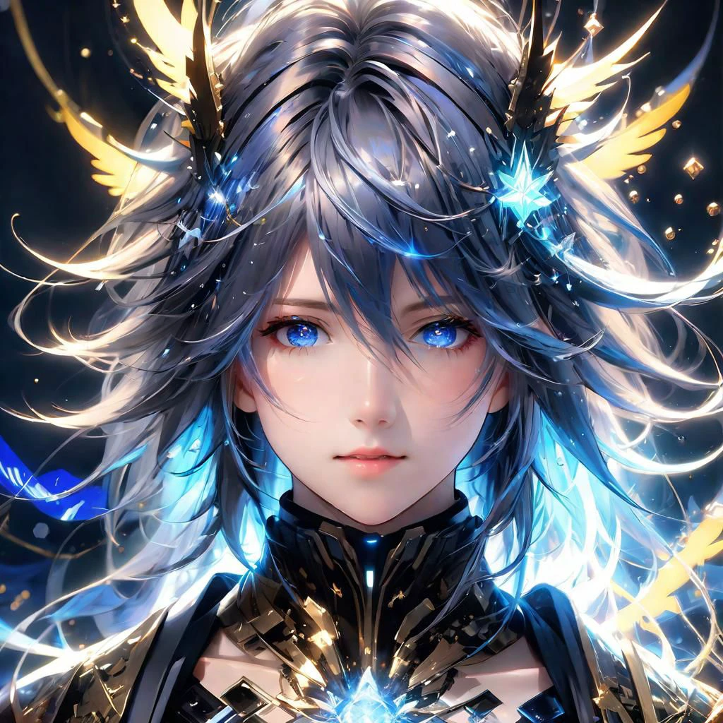 ,shoulder length messy long shine hair, happy, Full body, Beautiful anime waifu style boy, hyperdetailed painting, luminism, art by Carne Griffiths and Wadim Kashin concept art, 4k resolution, fractal isometrics details bioluminescence , 4d render, octane render, intricately detailed , cinematic, trending on artstation Isometric Centered hyperrealistic cover photo awesome full color, hand drawn , gritty, realistic mucha , hit definition , cinematic, on paper, ethereal background, abstract beauty,stand, approaching perfection, pure form, golden ratio, minimalistic, unfinished, concept art, by Brian Froud and Carne Griffiths and Wadim Kashin and John William Waterhouse, intricate details, 8k post production, high resolution, hyperdetailed, trending on artstation, sharp focus, studio photo, intricate details, highly detailed, by greg rutkowski