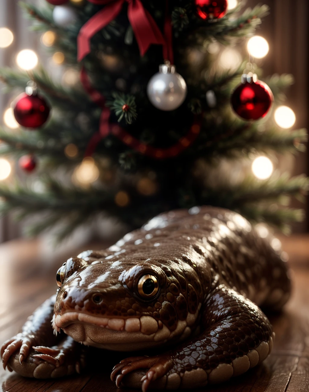 cinematic film still jealousy chinese giant salamander sailing, art museum, 4k, depth of field, intricate details, masterpiece, soft focus, soft lighting, bokeh, cinematic, RAW photo shot by DSLR Fujifilm XT3, close-up,, <lora:quiron_Chritsmas_v1_lora:0.67> ChristmasQuiron style, Christmas, Christmas tree, Christmas decorations, best quality, ultra detailed, 8k, mysterious. . shallow depth of field, vignette, highly detailed, high budget Hollywood movie, bokeh, cinemascope, moody, epic, gorgeous, film grain, grainy