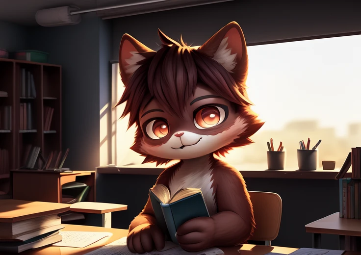 (classroom), ((SuperBolinha2 playing, messing up, mischievous, messy)), superbolinha2 sitting on a chair in the classroom, (sitting on a chair by the window), (superbolinha2 studying with books on the table), (Cowboy shot
), <lora:SuperBolinha2_CivicAI_Lora:1> , male, (superbolinha2) , (looking at viewer), mess, ((best quality)), ((masterpiece)), (detailed), Cute, chibi, studio lighting, minimal, Depth of field, Behance, quasi-object, 16K, <lora:80s_anime_iron:0.5>