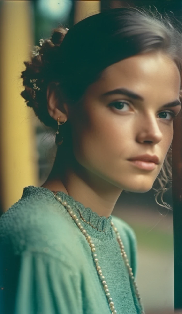 <lora:gabriellawilde_cap_xl_lora-000044:1> a photo of a beautiful woman, hi detail, sharp focus, perfect lighting, awesome, dslr, 4k high quality. extra detail, extra sharp, magical, perfect moment, natural skin, pores, film, film grain, flare, old film, discolored film, magazine paper, 35mm photo, grainy, vignette, vintage, Kodachrome, Lomography, stained, f1.2 50m