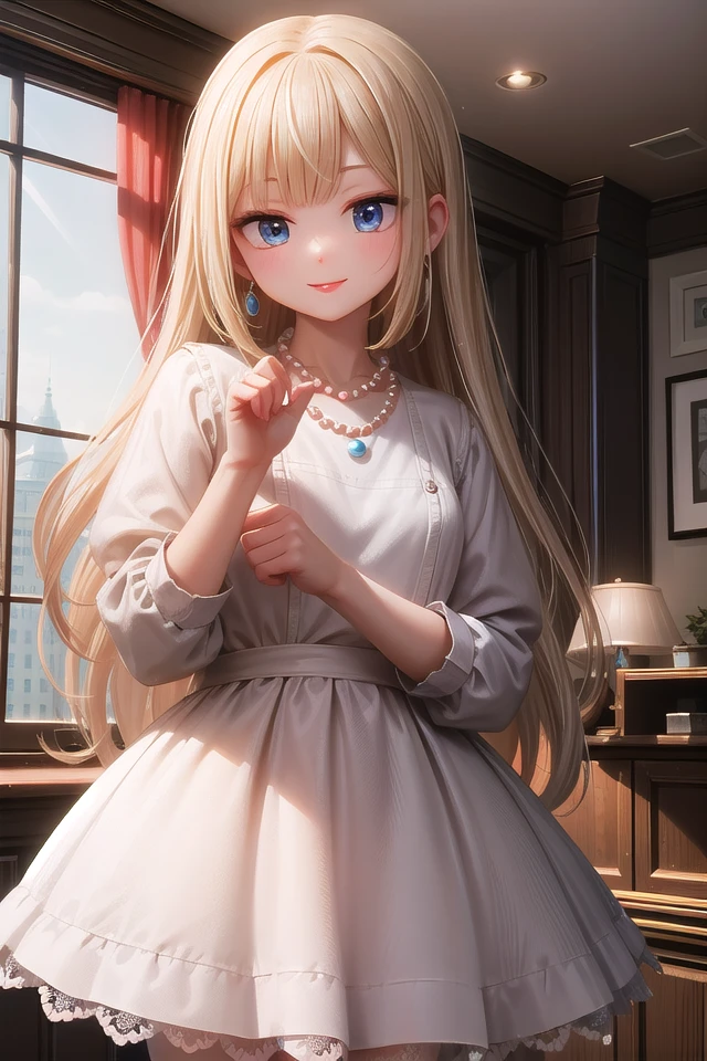 insanely detailed, absurdres, ultra-highres, ultra-detailed, best quality,
1girl, solo, nice hands, perfect hands,
BREAK
(dress, eyelashes, jewelry, lace trimmed dress, lace trim, necklace, pearl necklace, red lips, white dress:1.3)
BREAK
happy smile, laugh, closed mouth, standing
BREAK
seductive pose, cowboy shot, looking at viewer
BREAK
slender, kawaii, perfect symmetrical face, ultra cute girl, ultra cute face, ultra detailed eyes, ultra detailed hair, ultra cute, ultra beautiful,
BREAK
in hotel room
BREAK
large breasts, blonde long hair, bangs, (cleavage:-1.5)