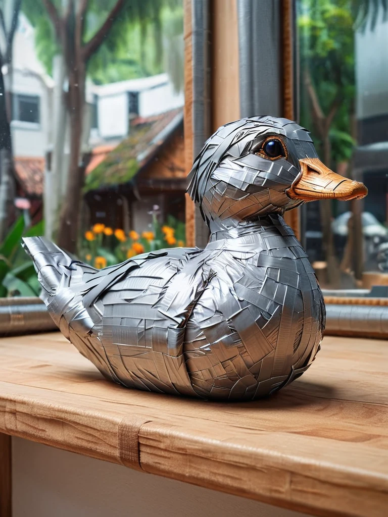 (extremely detailed CG), (best quality), small duck, shiny glitter ral-ducttape <lora:ral-ducttape-sdxl:1>