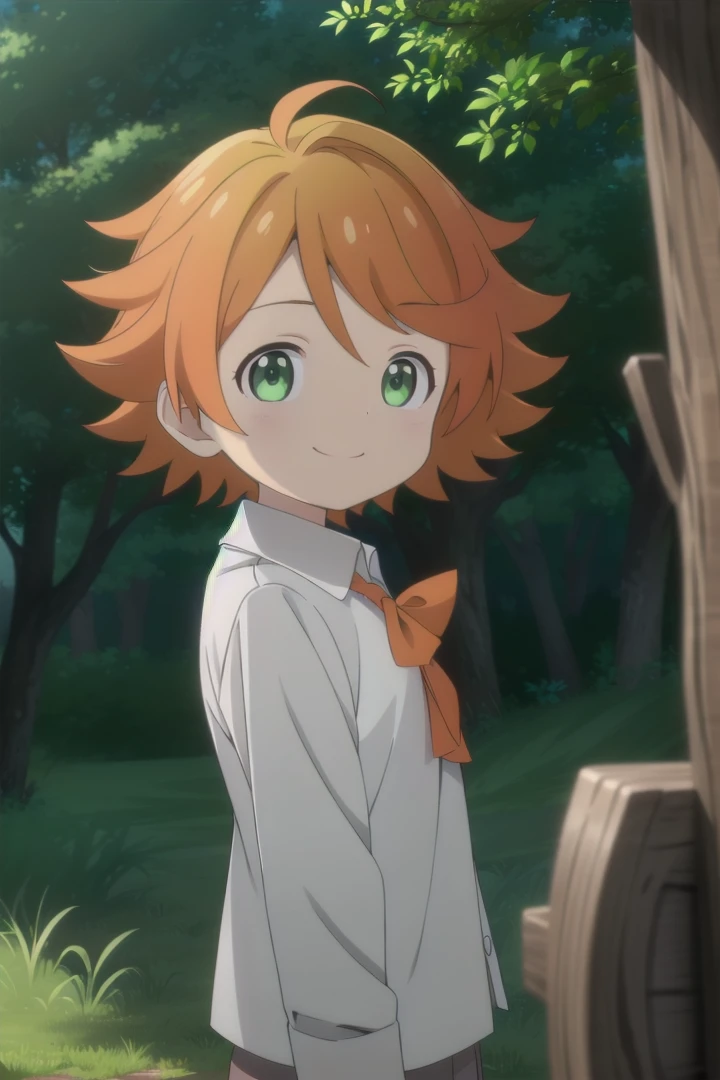 <lora:the-promised-neverland-emma-sd15-V10:0.6>
a 11-year-old girl neverland_emma standing on a beautiful green field with trees in the background, she has green eyes, short hair and wears a long sleeved white collared shirt, she has orange hair she has a bright smile, the sun is setting, The soft lighting and detailed surroundings create an immersive environment where imagination runs wild hyper-detailed, hyper-detailed face, high quality visuals, dim Lighting, sharply focused, octane render, 8k UHD